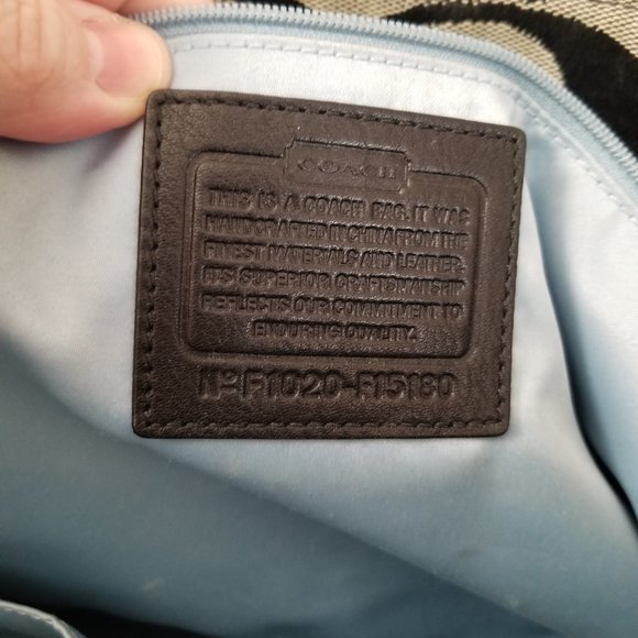 Coach Signature Purse Bag in Black with blue lining, authentic coach purse - Picture 8 of 8